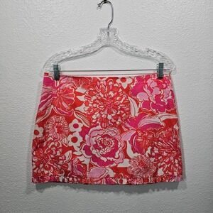 Lilly Pulitzer Tango Orange Floral Women's Skirt‎ Size 6